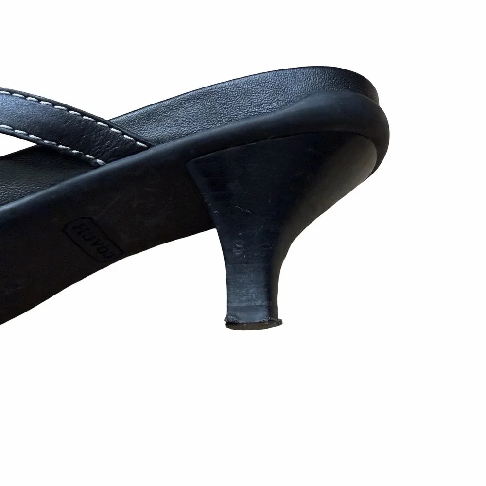 VTG COACH Womens Jane Leather Thong Kitten Heel Sandals US 8 Black Y2K 2000s - Picture 14 of 16